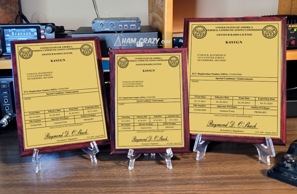 Amateur Radio License Plaque - Gold & Black on Mahogany Amateur Radio License Plaque - Gold & Black on Mahogany
